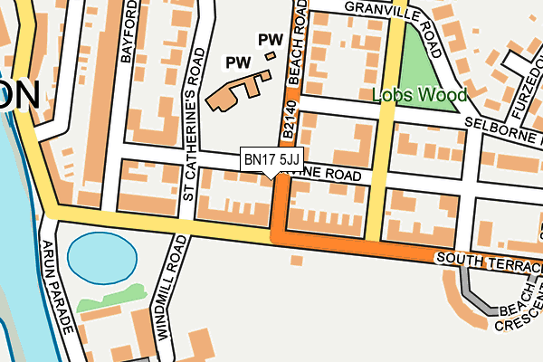 BN17 5JJ map - OS OpenMap – Local (Ordnance Survey) BN17 5JJ map - OS OpenMap – Local (Ordnance Survey)