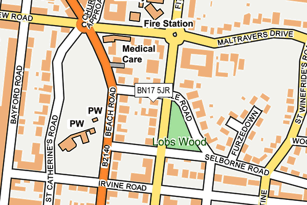 BN17 5JR map - OS OpenMap – Local (Ordnance Survey) BN17 5JR map - OS OpenMap – Local (Ordnance Survey)
