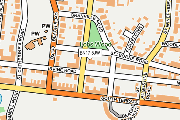 BN17 5JW map - OS OpenMap – Local (Ordnance Survey) BN17 5JW map - OS OpenMap – Local (Ordnance Survey)