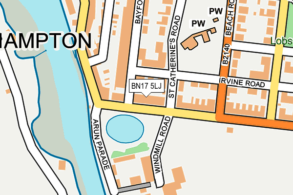 BN17 5LJ map - OS OpenMap – Local (Ordnance Survey) BN17 5LJ map - OS OpenMap – Local (Ordnance Survey)