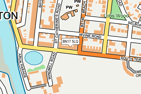 BN17 5LQ map - OS OpenMap – Local (Ordnance Survey) BN17 5LQ map - OS OpenMap – Local (Ordnance Survey)