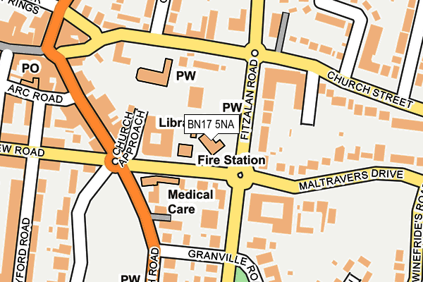BN17 5NA map - OS OpenMap – Local (Ordnance Survey) BN17 5NA map - OS OpenMap – Local (Ordnance Survey)