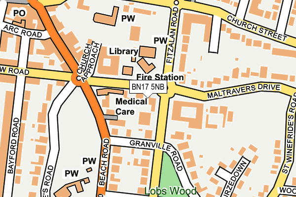 BN17 5NB map - OS OpenMap – Local (Ordnance Survey) BN17 5NB map - OS OpenMap – Local (Ordnance Survey)