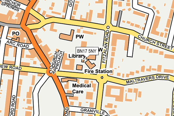 BN17 5NY map - OS OpenMap – Local (Ordnance Survey) BN17 5NY map - OS OpenMap – Local (Ordnance Survey)