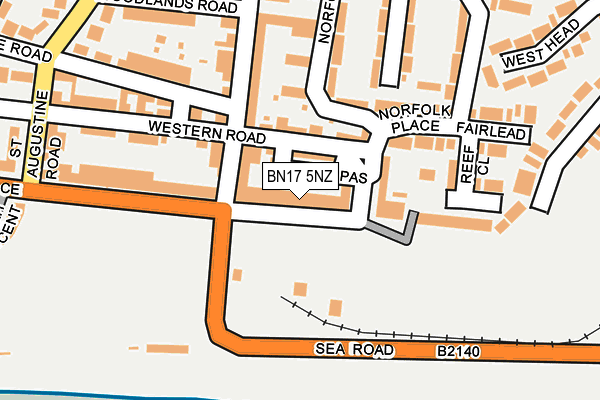BN17 5NZ map - OS OpenMap – Local (Ordnance Survey) BN17 5NZ map - OS OpenMap – Local (Ordnance Survey)