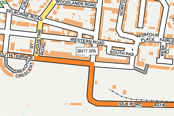 BN17 5PA map - OS OpenMap – Local (Ordnance Survey) BN17 5PA map - OS OpenMap – Local (Ordnance Survey)