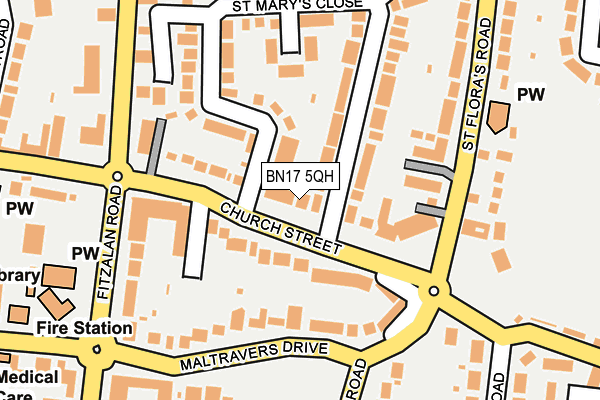 BN17 5QH map - OS OpenMap – Local (Ordnance Survey) BN17 5QH map - OS OpenMap – Local (Ordnance Survey)