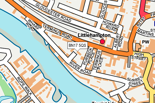 BN17 5QS map - OS OpenMap – Local (Ordnance Survey) BN17 5QS map - OS OpenMap – Local (Ordnance Survey)