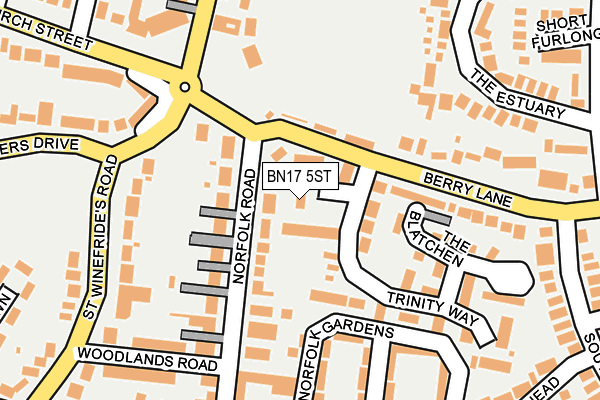 BN17 5ST map - OS OpenMap – Local (Ordnance Survey) BN17 5ST map - OS OpenMap – Local (Ordnance Survey)