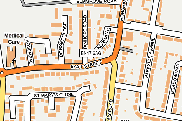 BN17 6AG map - OS OpenMap – Local (Ordnance Survey) BN17 6AG map - OS OpenMap – Local (Ordnance Survey)