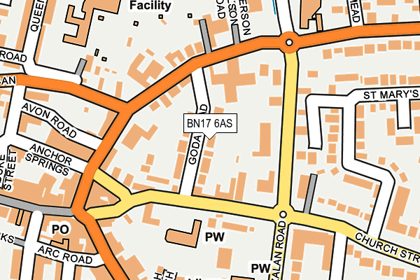 BN17 6AS map - OS OpenMap – Local (Ordnance Survey) BN17 6AS map - OS OpenMap – Local (Ordnance Survey)
