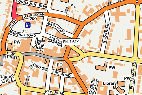 BN17 6AX map - OS OpenMap – Local (Ordnance Survey) BN17 6AX map - OS OpenMap – Local (Ordnance Survey)