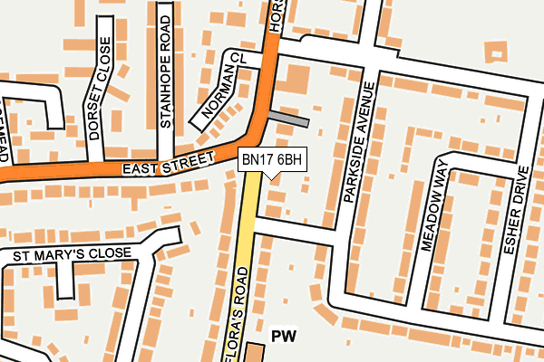 BN17 6BH map - OS OpenMap – Local (Ordnance Survey) BN17 6BH map - OS OpenMap – Local (Ordnance Survey)