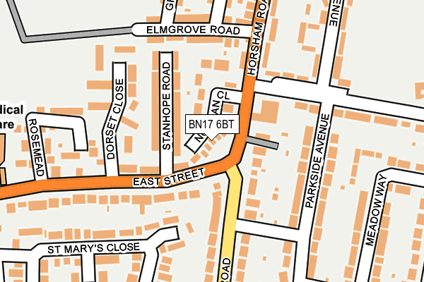 BN17 6BT map - OS OpenMap – Local (Ordnance Survey) BN17 6BT map - OS OpenMap – Local (Ordnance Survey)