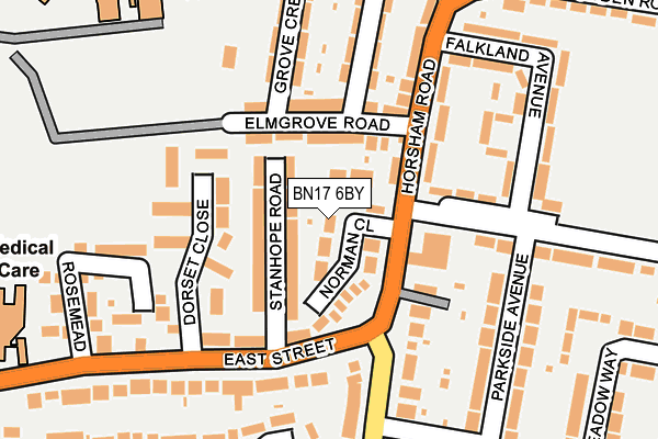 BN17 6BY map - OS OpenMap – Local (Ordnance Survey) BN17 6BY map - OS OpenMap – Local (Ordnance Survey)