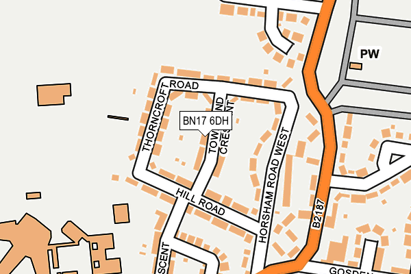 BN17 6DH map - OS OpenMap – Local (Ordnance Survey) BN17 6DH map - OS OpenMap – Local (Ordnance Survey)