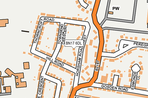 BN17 6DL map - OS OpenMap – Local (Ordnance Survey) BN17 6DL map - OS OpenMap – Local (Ordnance Survey)