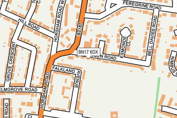 BN17 6DX map - OS OpenMap – Local (Ordnance Survey) BN17 6DX map - OS OpenMap – Local (Ordnance Survey)