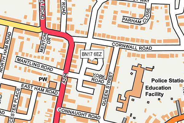 BN17 6EZ map - OS OpenMap – Local (Ordnance Survey) BN17 6EZ map - OS OpenMap – Local (Ordnance Survey)