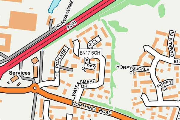 BN17 6GH map - OS OpenMap – Local (Ordnance Survey) BN17 6GH map - OS OpenMap – Local (Ordnance Survey)