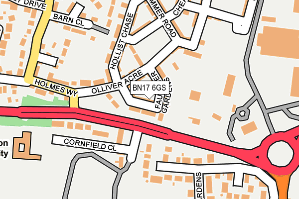 BN17 6GS map - OS OpenMap – Local (Ordnance Survey) BN17 6GS map - OS OpenMap – Local (Ordnance Survey)