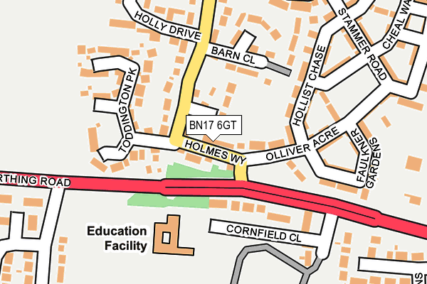BN17 6GT map - OS OpenMap – Local (Ordnance Survey)