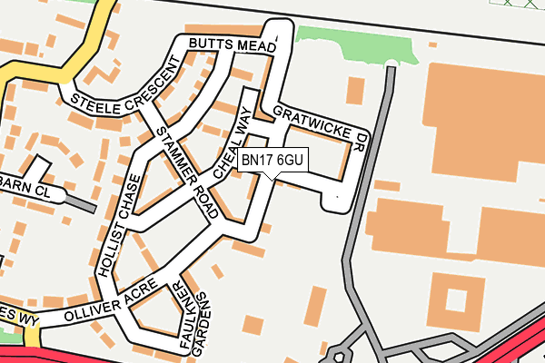BN17 6GU map - OS OpenMap – Local (Ordnance Survey) BN17 6GU map - OS OpenMap – Local (Ordnance Survey)