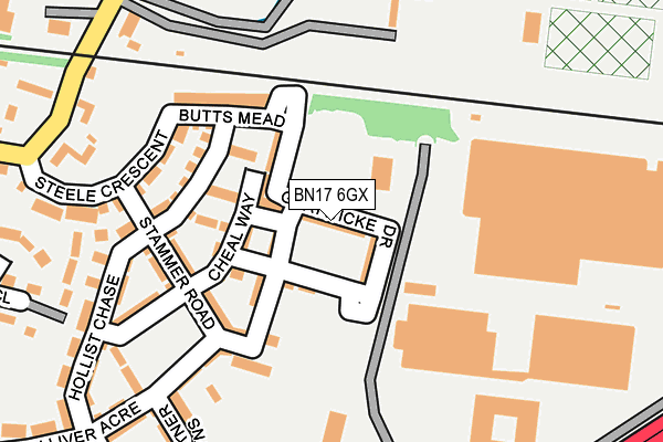 BN17 6GX map - OS OpenMap – Local (Ordnance Survey) BN17 6GX map - OS OpenMap – Local (Ordnance Survey)