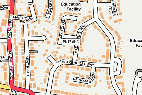 BN17 6HG map - OS OpenMap – Local (Ordnance Survey) BN17 6HG map - OS OpenMap – Local (Ordnance Survey)