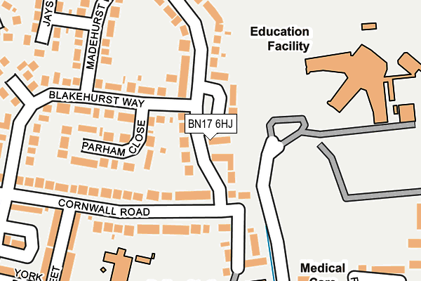 BN17 6HJ map - OS OpenMap – Local (Ordnance Survey) BN17 6HJ map - OS OpenMap – Local (Ordnance Survey)