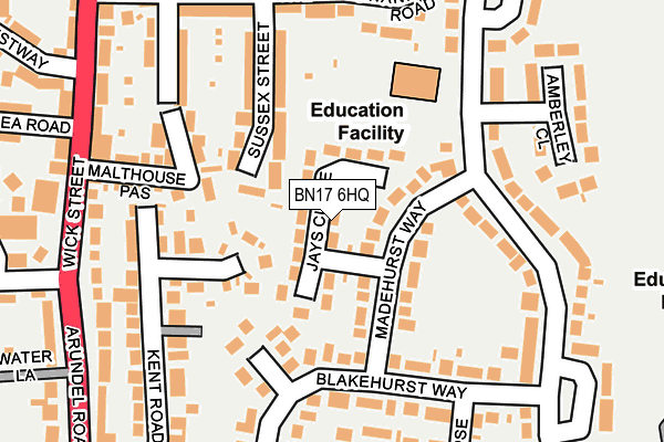 BN17 6HQ map - OS OpenMap – Local (Ordnance Survey) BN17 6HQ map - OS OpenMap – Local (Ordnance Survey)