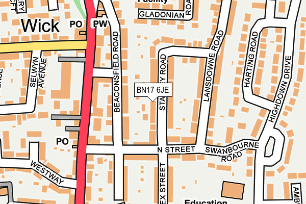 BN17 6JE map - OS OpenMap – Local (Ordnance Survey) BN17 6JE map - OS OpenMap – Local (Ordnance Survey)