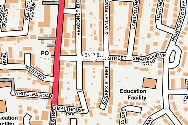 BN17 6JJ map - OS OpenMap – Local (Ordnance Survey) BN17 6JJ map - OS OpenMap – Local (Ordnance Survey)