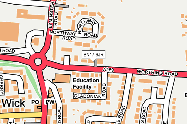 BN17 6JR map - OS OpenMap – Local (Ordnance Survey) BN17 6JR map - OS OpenMap – Local (Ordnance Survey)
