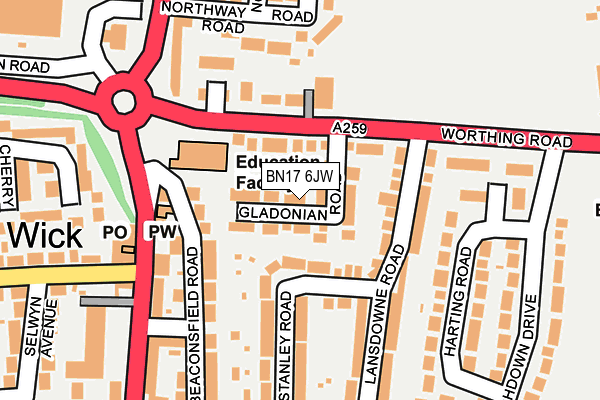BN17 6JW map - OS OpenMap – Local (Ordnance Survey) BN17 6JW map - OS OpenMap – Local (Ordnance Survey)