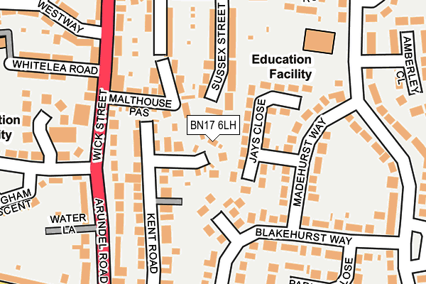 BN17 6LH map - OS OpenMap – Local (Ordnance Survey) BN17 6LH map - OS OpenMap – Local (Ordnance Survey)