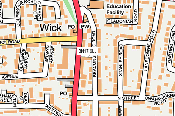 BN17 6LJ map - OS OpenMap – Local (Ordnance Survey) BN17 6LJ map - OS OpenMap – Local (Ordnance Survey)
