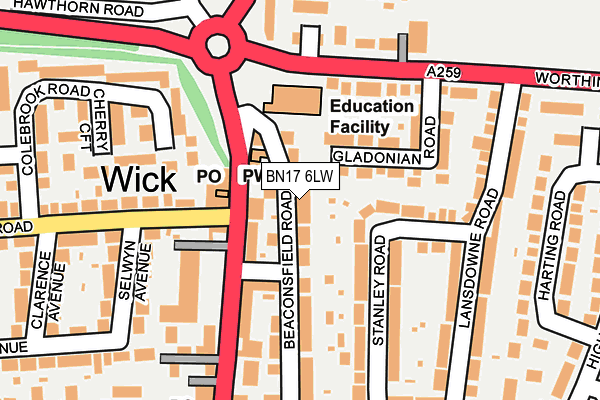 BN17 6LW map - OS OpenMap – Local (Ordnance Survey) BN17 6LW map - OS OpenMap – Local (Ordnance Survey)