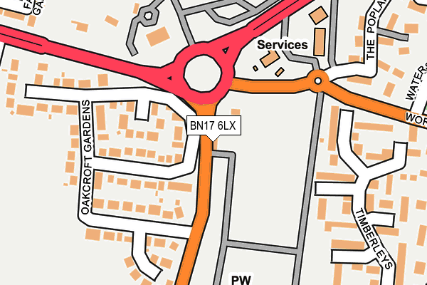 BN17 6LX map - OS OpenMap – Local (Ordnance Survey) BN17 6LX map - OS OpenMap – Local (Ordnance Survey)