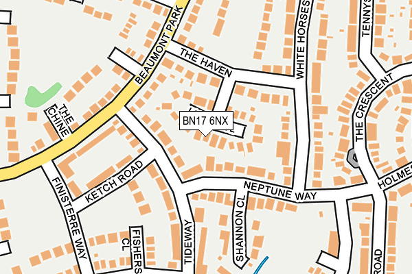 BN17 6NX map - OS OpenMap – Local (Ordnance Survey) BN17 6NX map - OS OpenMap – Local (Ordnance Survey)