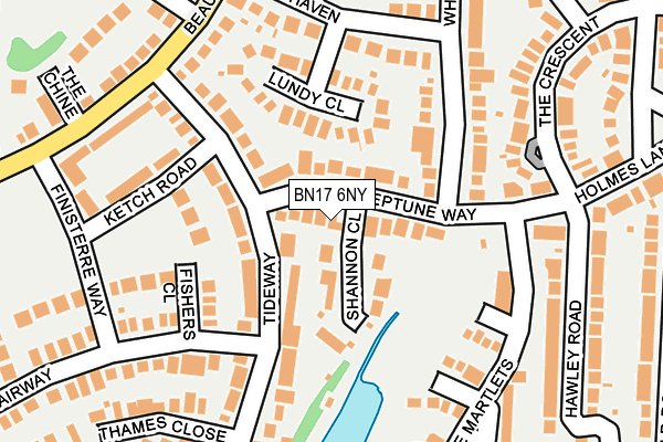 BN17 6NY map - OS OpenMap – Local (Ordnance Survey) BN17 6NY map - OS OpenMap – Local (Ordnance Survey)