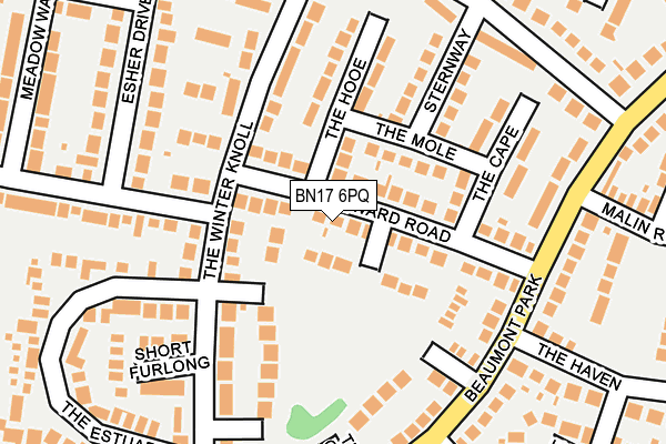 BN17 6PQ map - OS OpenMap – Local (Ordnance Survey) BN17 6PQ map - OS OpenMap – Local (Ordnance Survey)