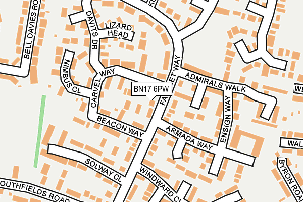 BN17 6PW map - OS OpenMap – Local (Ordnance Survey) BN17 6PW map - OS OpenMap – Local (Ordnance Survey)