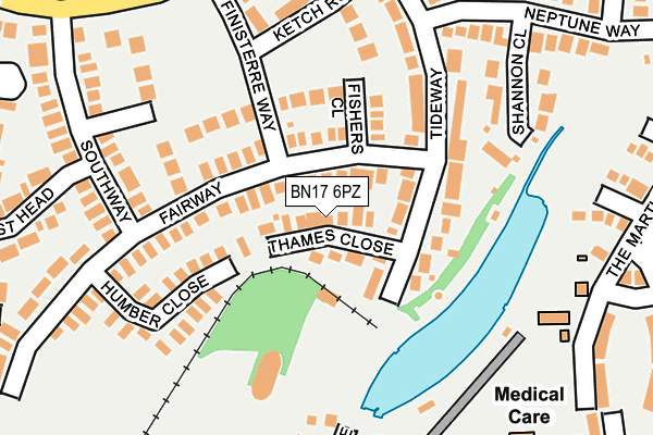 BN17 6PZ map - OS OpenMap – Local (Ordnance Survey) BN17 6PZ map - OS OpenMap – Local (Ordnance Survey)