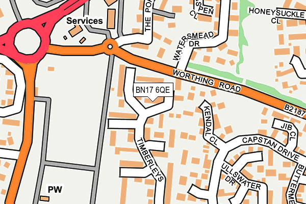 BN17 6QE map - OS OpenMap – Local (Ordnance Survey) BN17 6QE map - OS OpenMap – Local (Ordnance Survey)