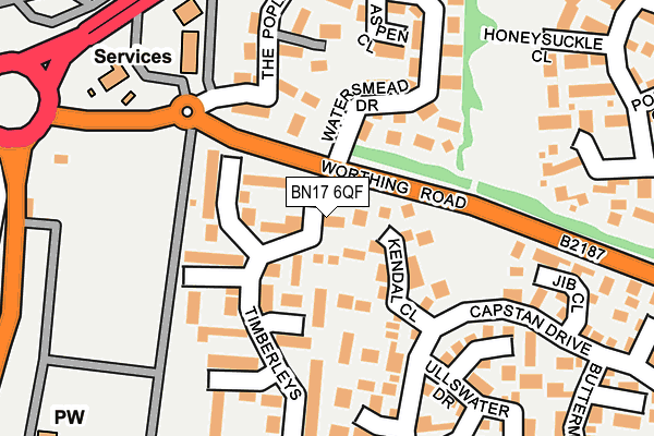 BN17 6QF map - OS OpenMap – Local (Ordnance Survey) BN17 6QF map - OS OpenMap – Local (Ordnance Survey)