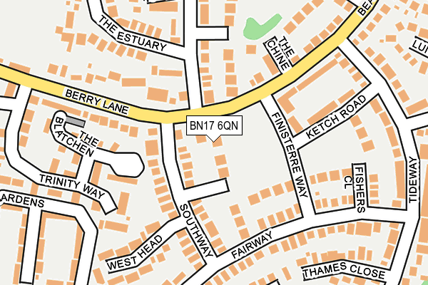 BN17 6QN map - OS OpenMap – Local (Ordnance Survey) BN17 6QN map - OS OpenMap – Local (Ordnance Survey)
