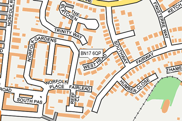 BN17 6QP map - OS OpenMap – Local (Ordnance Survey) BN17 6QP map - OS OpenMap – Local (Ordnance Survey)