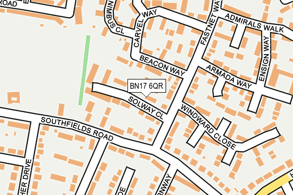 BN17 6QR map - OS OpenMap – Local (Ordnance Survey) BN17 6QR map - OS OpenMap – Local (Ordnance Survey)