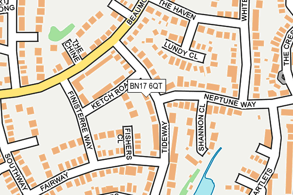 BN17 6QT map - OS OpenMap – Local (Ordnance Survey) BN17 6QT map - OS OpenMap – Local (Ordnance Survey)